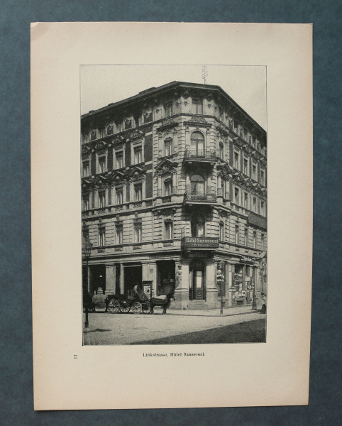 Blatt Architektur Berlin 1898 Hotel Sanssouci Linkstrasse Geschäft Ortsansicht
